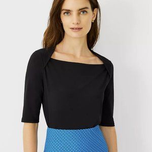 Ann Taylor Envelope Neck Black Top - Medium